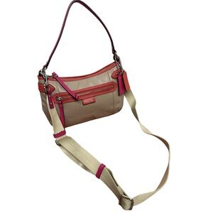 Coach Spectator Tan and Pink Slingback Crossbody Bag Leather 90s Y2K